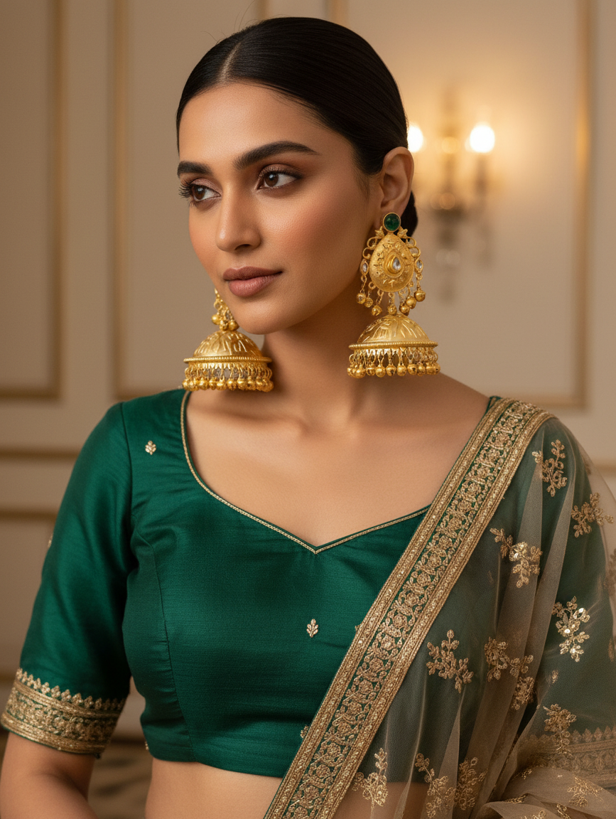 Royal Peacock Temple Jhumka Earrings