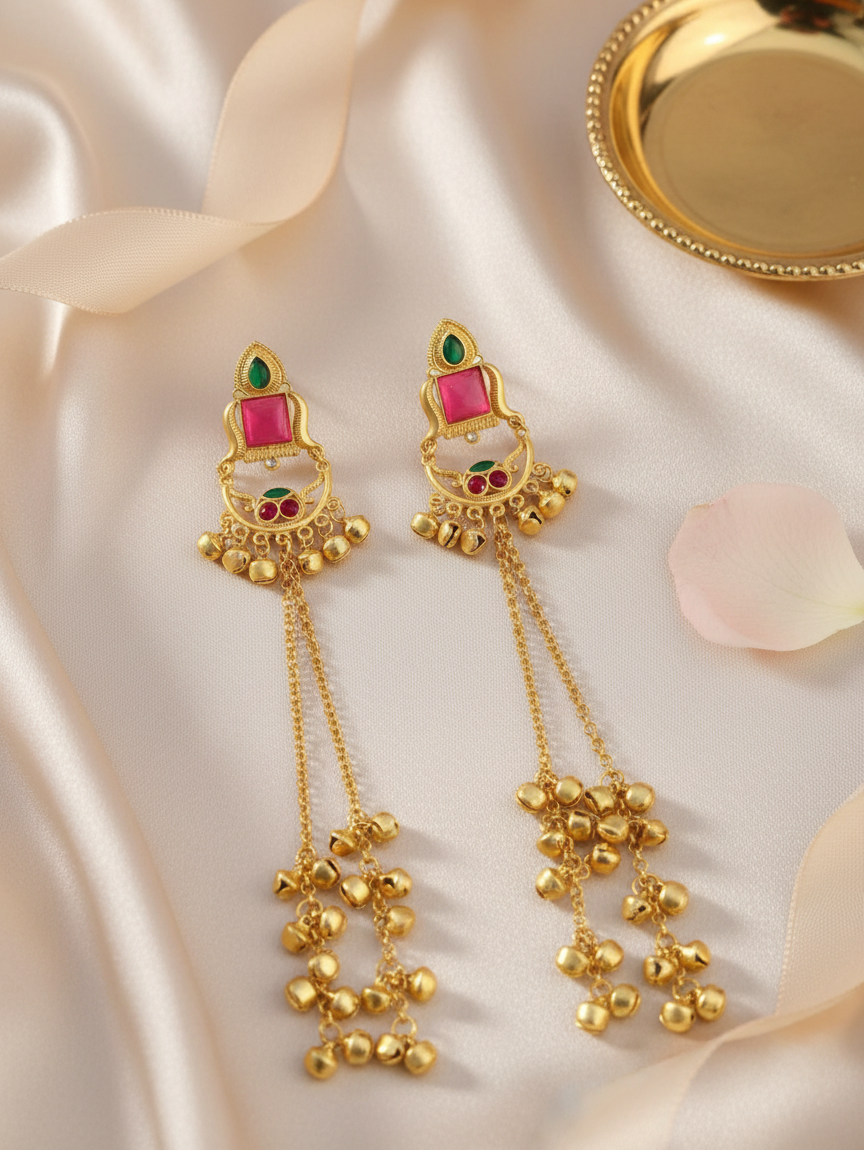 Temple Ghungroo Cascade Earrings