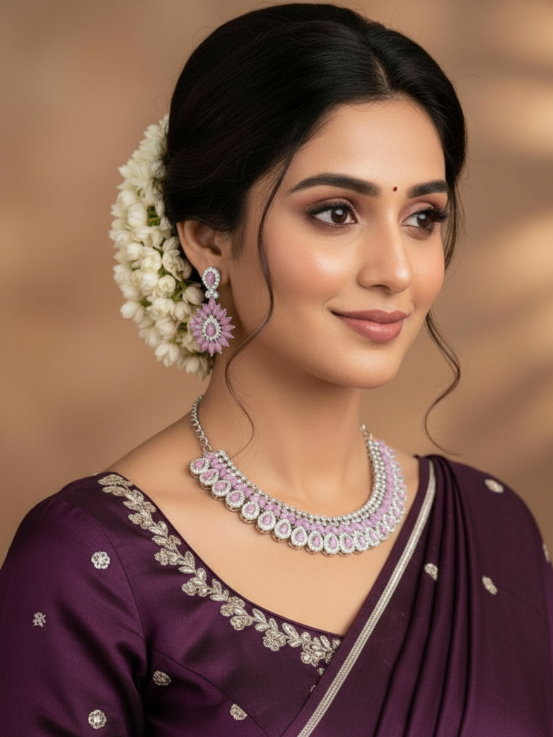 Lavender Luxe Crystal Collar Necklace & Earrings Set