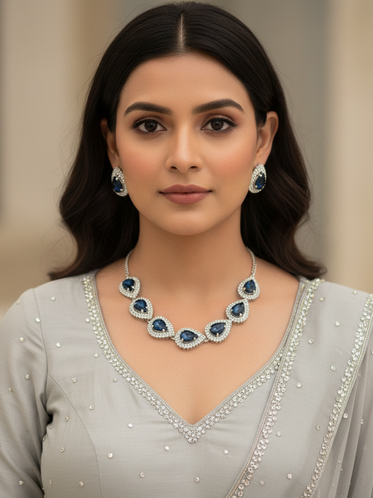 Midnight Sapphire Necklace & Earrings Set
