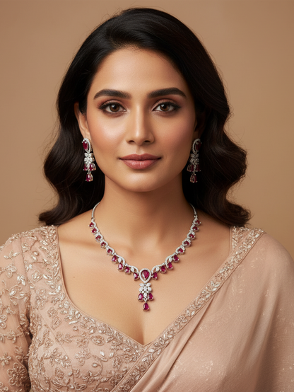 Ruby Garland Necklace & Earrings Set