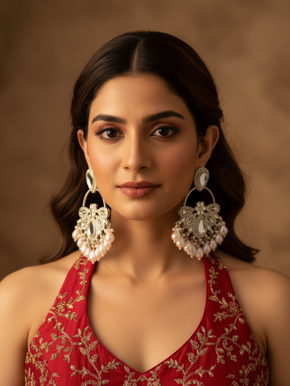 Noor Kundan Pearl Drop Earrings