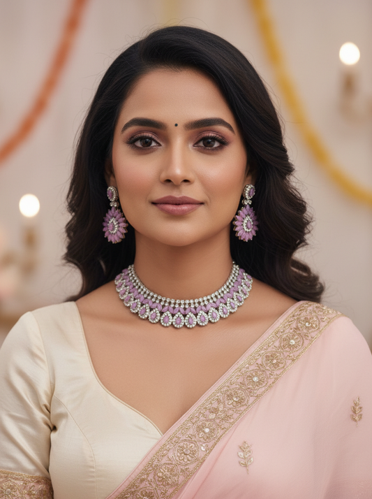 Lavender Luxe Crystal Collar Necklace & Earrings Set