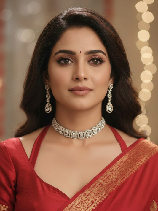 White Cubic Zirconia Sparkle Rhodium-Plated Jewellery Set