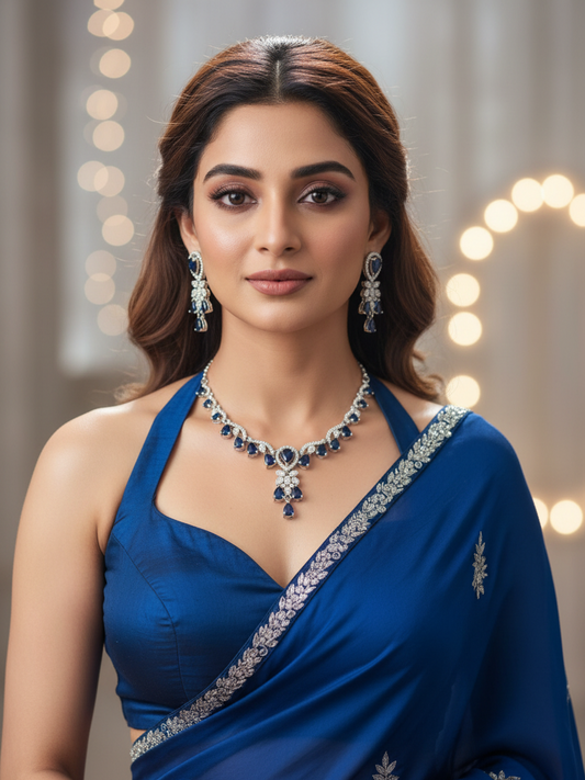 Sapphire Cascade Necklace & Earrings Set