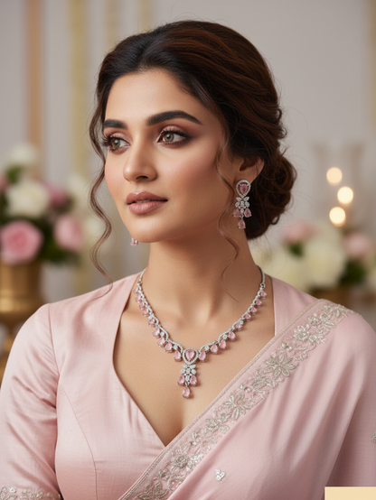 Rose Blush Necklace & Earrings Set