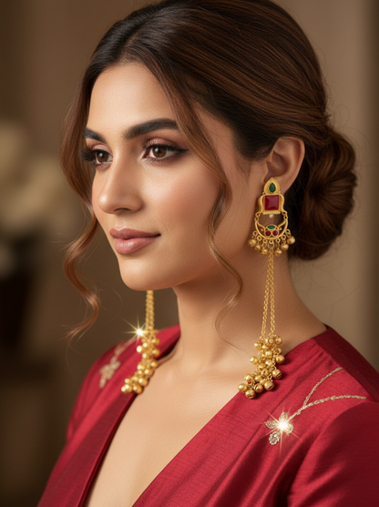 Temple Ghungroo Cascade Earrings