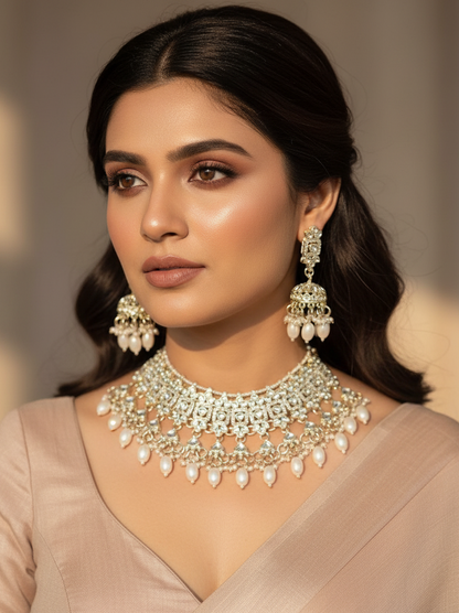 Royal Pearl and Kundan Bridal Jewellery Set