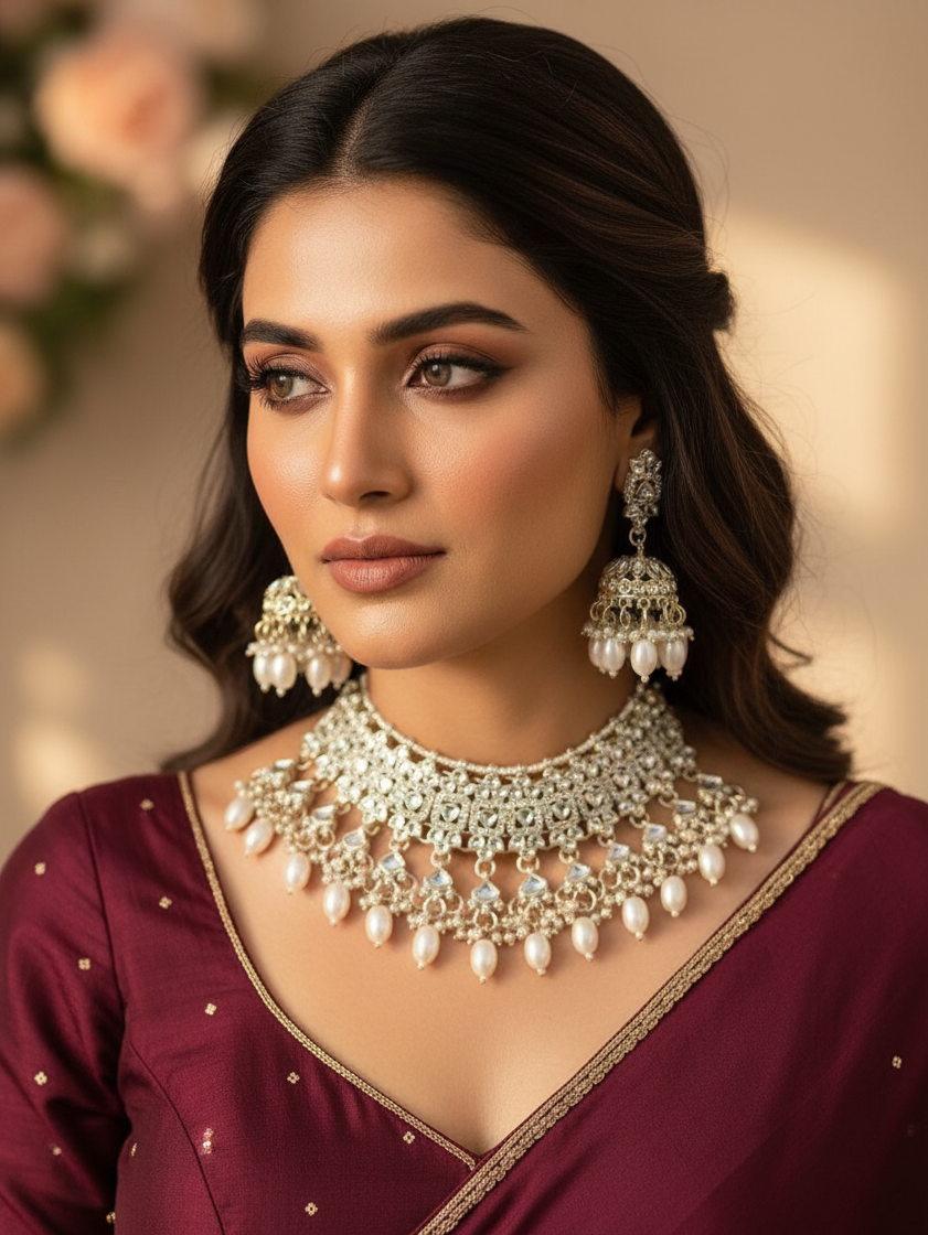 Royal Pearl and Kundan Bridal Jewellery Set
