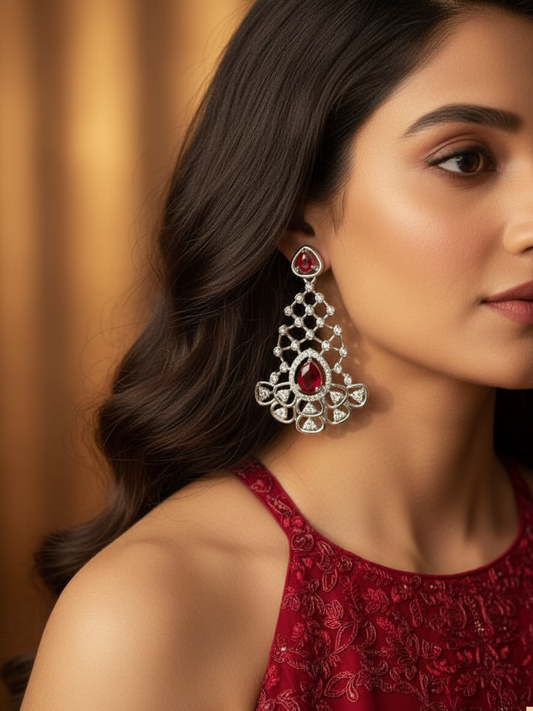 Rubi Elegance Chandelier Earrings (Red)
