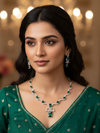 Emerald Cascade Wave Necklace & Earrings Set