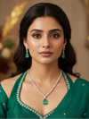 Emerald Teardrop Marquise Necklace & Earrings Set