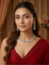 White Emerald-Cut Cubic Zirconia Rhodium Jewellery Set