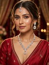 Royal Teardrop Diamond Necklace, Earrings & Maang Tikka Set