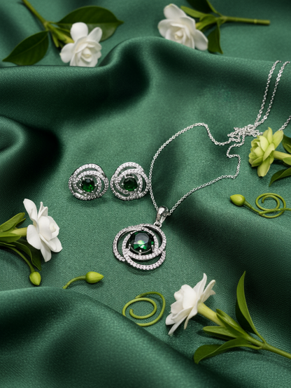 Emerald Orbit Crystal Necklace Set