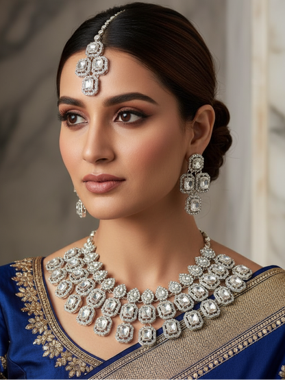 Royal Square-Cut Kundan Necklace Set