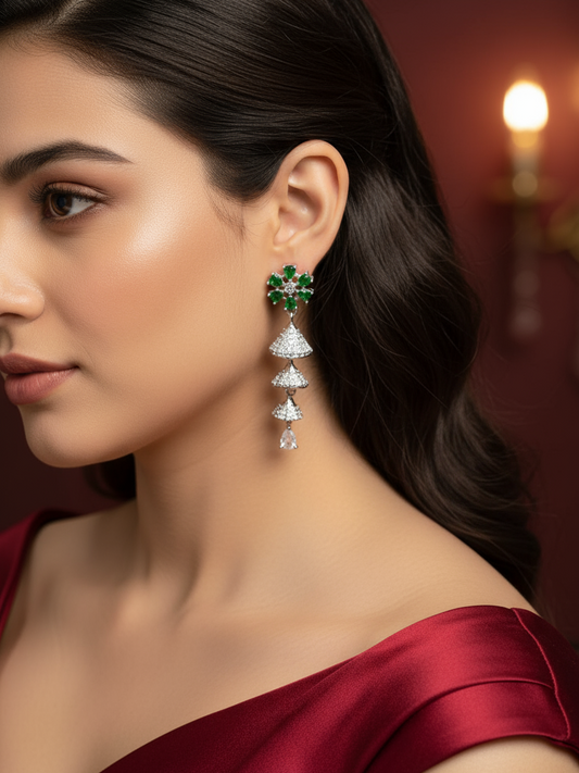 Emerald Cascade Chandelier Earrings