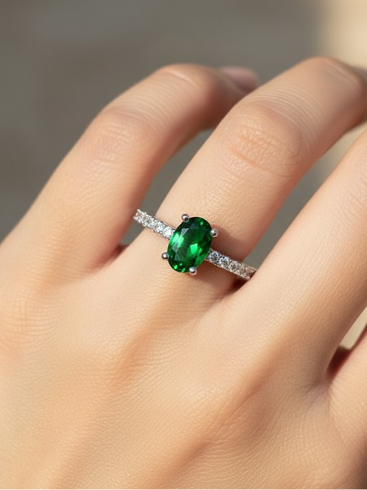 Emerald Horizon Adjustable Ring