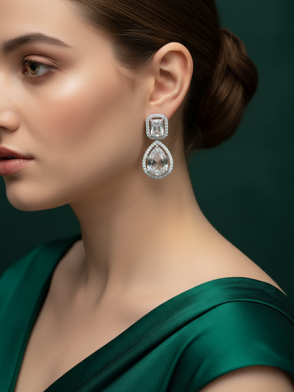 Crystal Geometry Drop Earrings