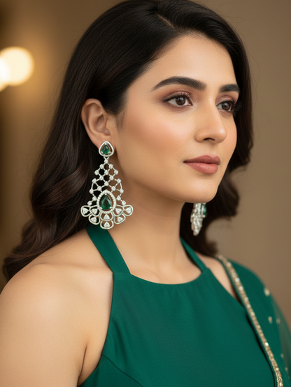 Emerald Elegance Chandelier Earrings (Green)