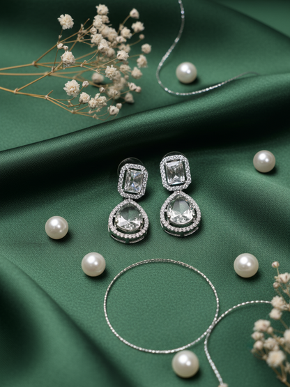 Crystal Geometry Drop Earrings