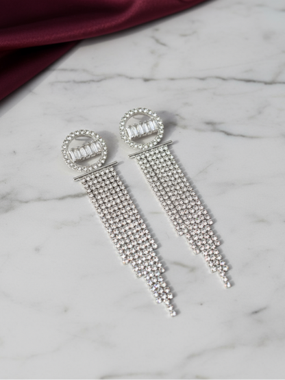 Radiant Cascade American Diamond Tassel Earrings