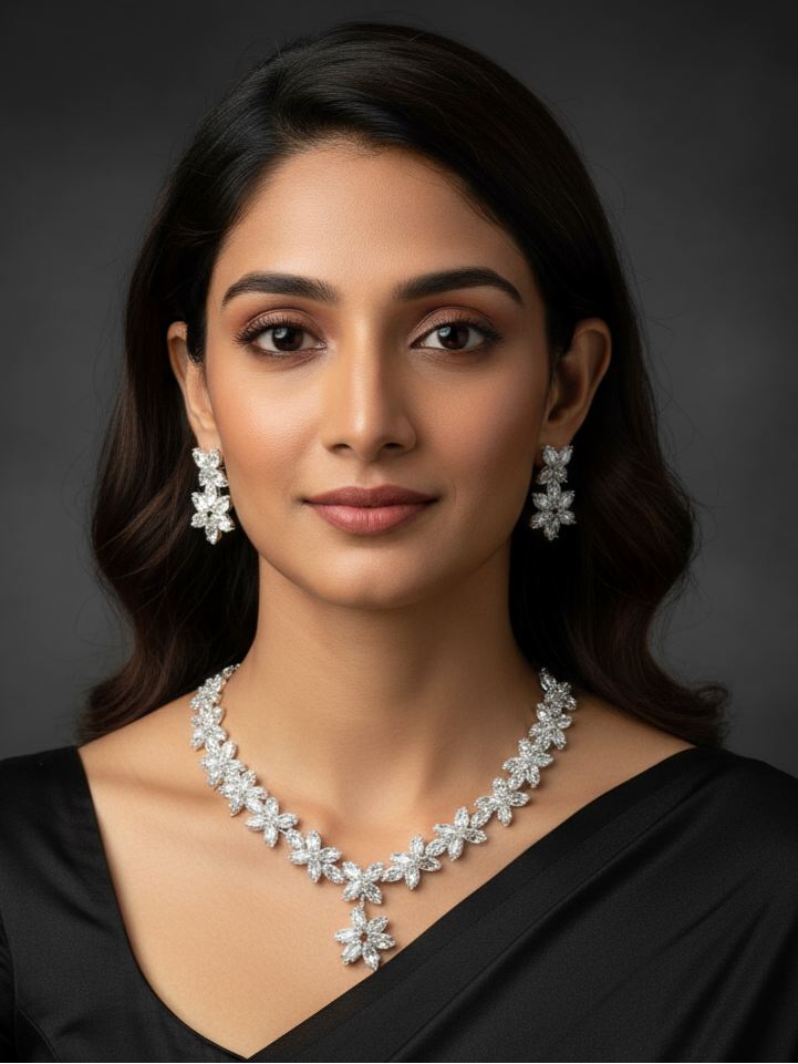 Crystal Blossom Elegance Necklace Set