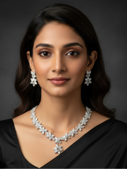 Crystal Blossom Elegance Necklace Set