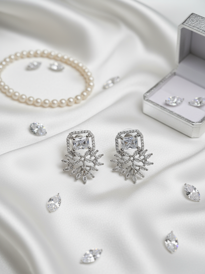 Crystal Floral Statement Earrings