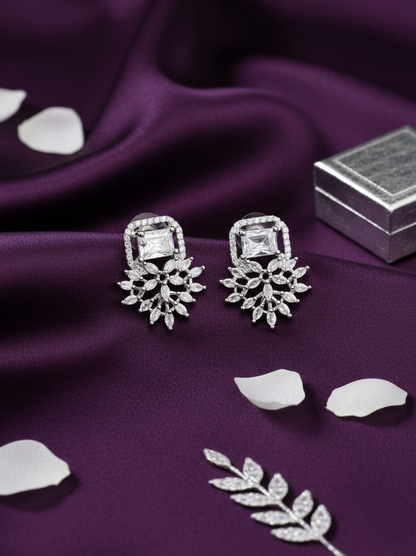 Crystal Floral Statement Earrings