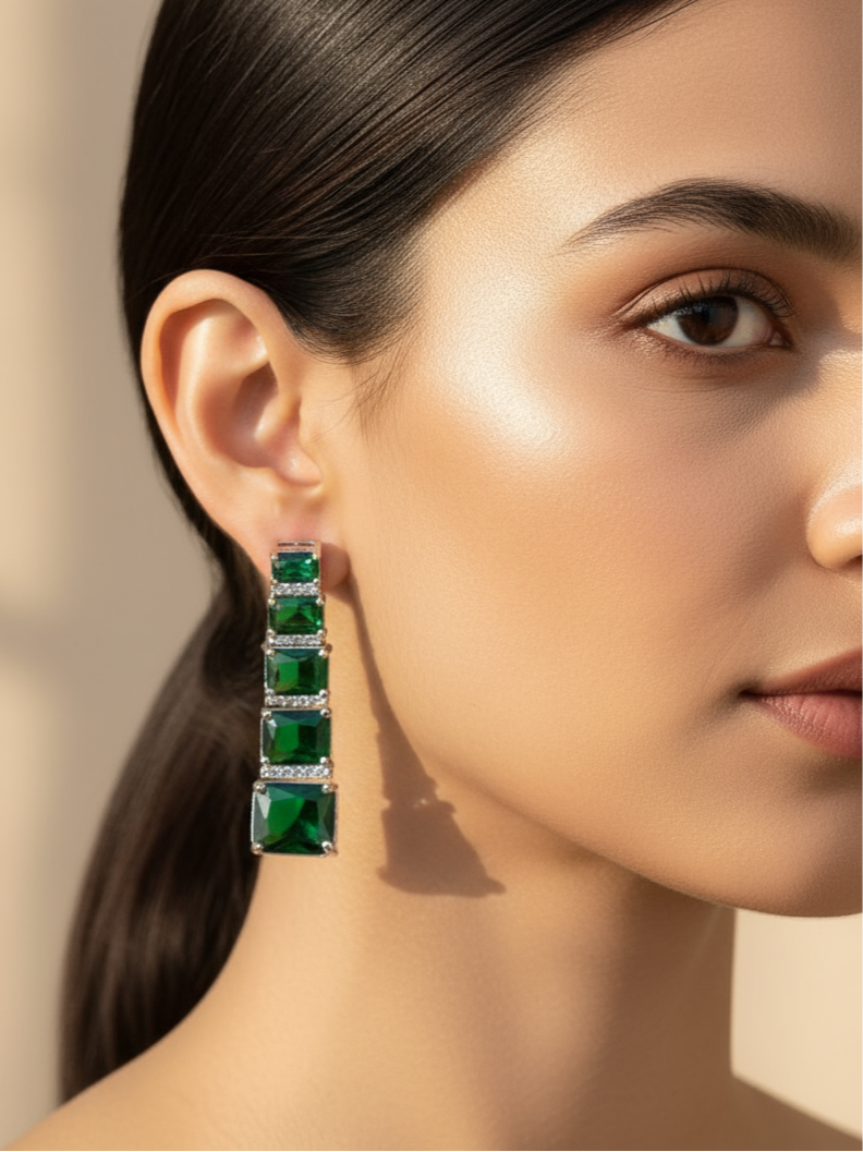 Majestic Emerald Cascade Earrings