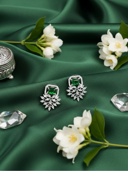 Emerald Floral Statement Earrings