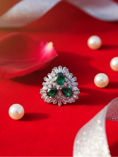 Emerald Trio Baguette Fan Ring