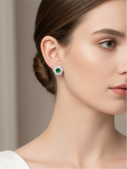Emerald Star Starburst Stud Earrings