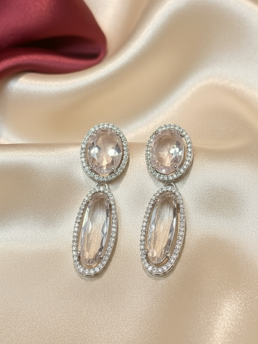 Crystal Elegance Oval Drop Earrings