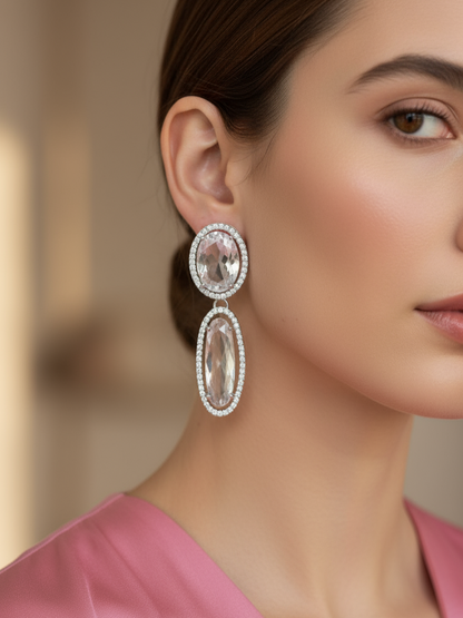 Crystal Elegance Oval Drop Earrings