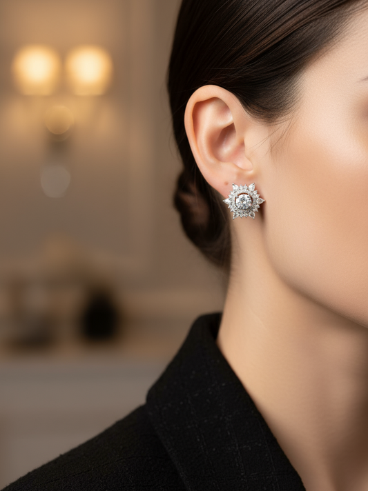 Crystal Bloom Starburst Stud Earrings