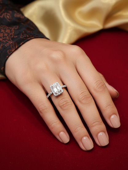 Crystal Halo Engagement Ring