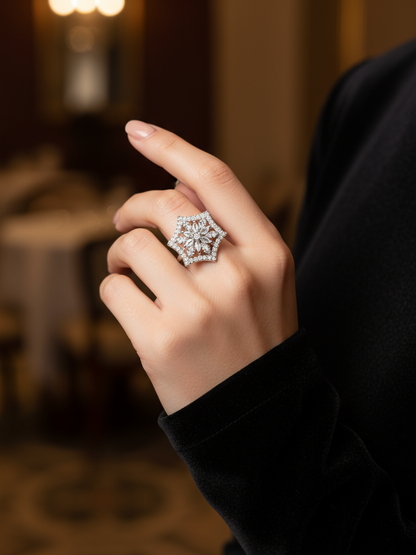 Snowflake Star Cocktail Ring