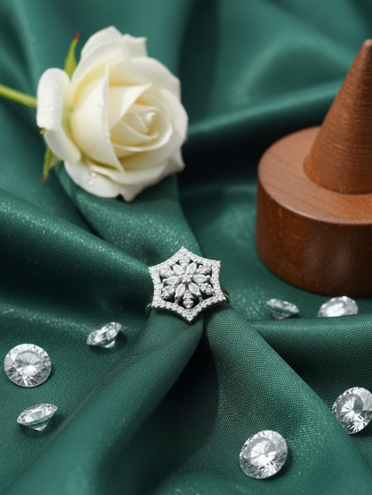 Snowflake Star Cocktail Ring