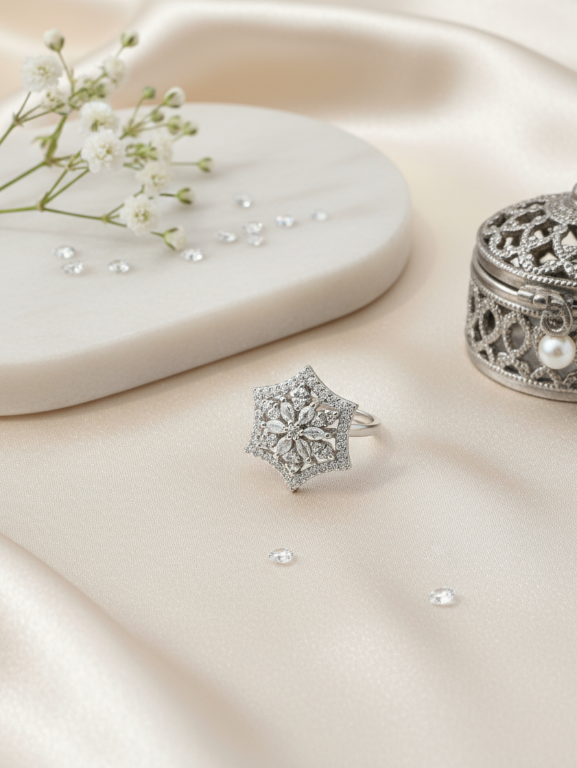 Snowflake Star Cocktail Ring