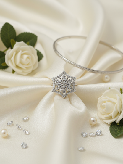 Snowflake Star Cocktail Ring