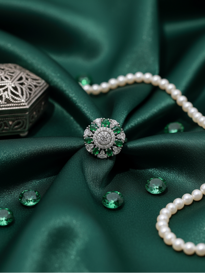 Emerald Crown Cocktail Ring