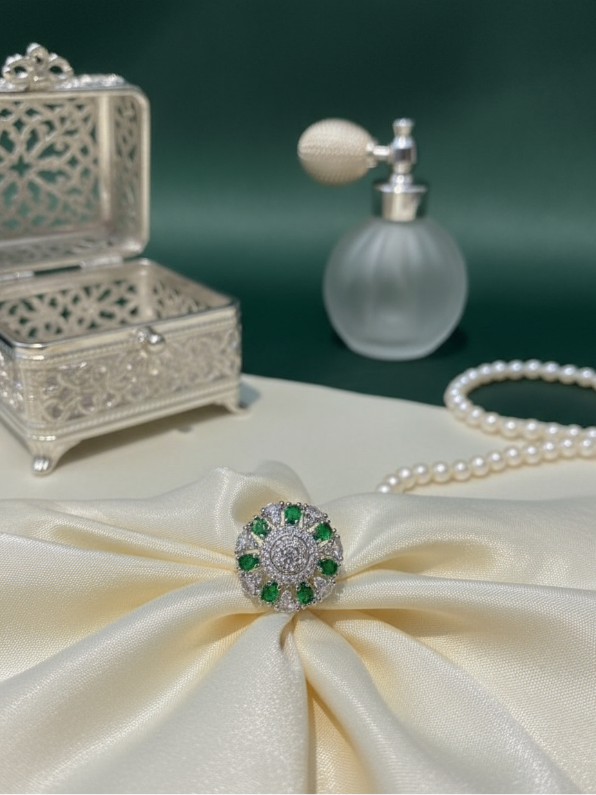 Emerald Crown Cocktail Ring