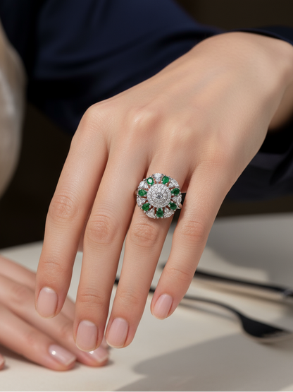 Emerald Crown Cocktail Ring