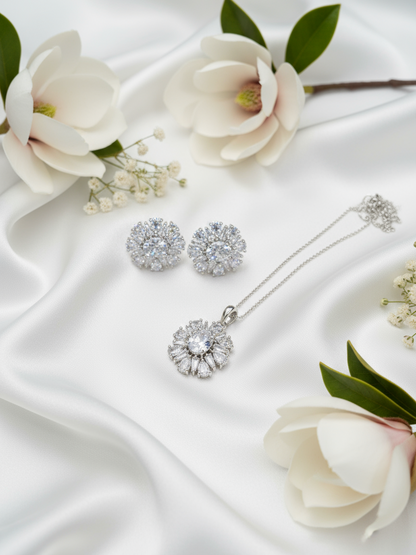 Crystal Bloom American Diamond Pendant Set