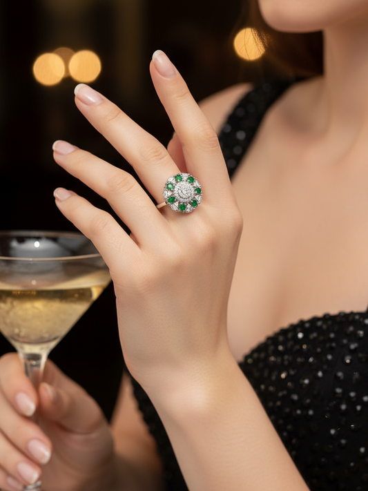 Emerald Crown Cocktail Ring