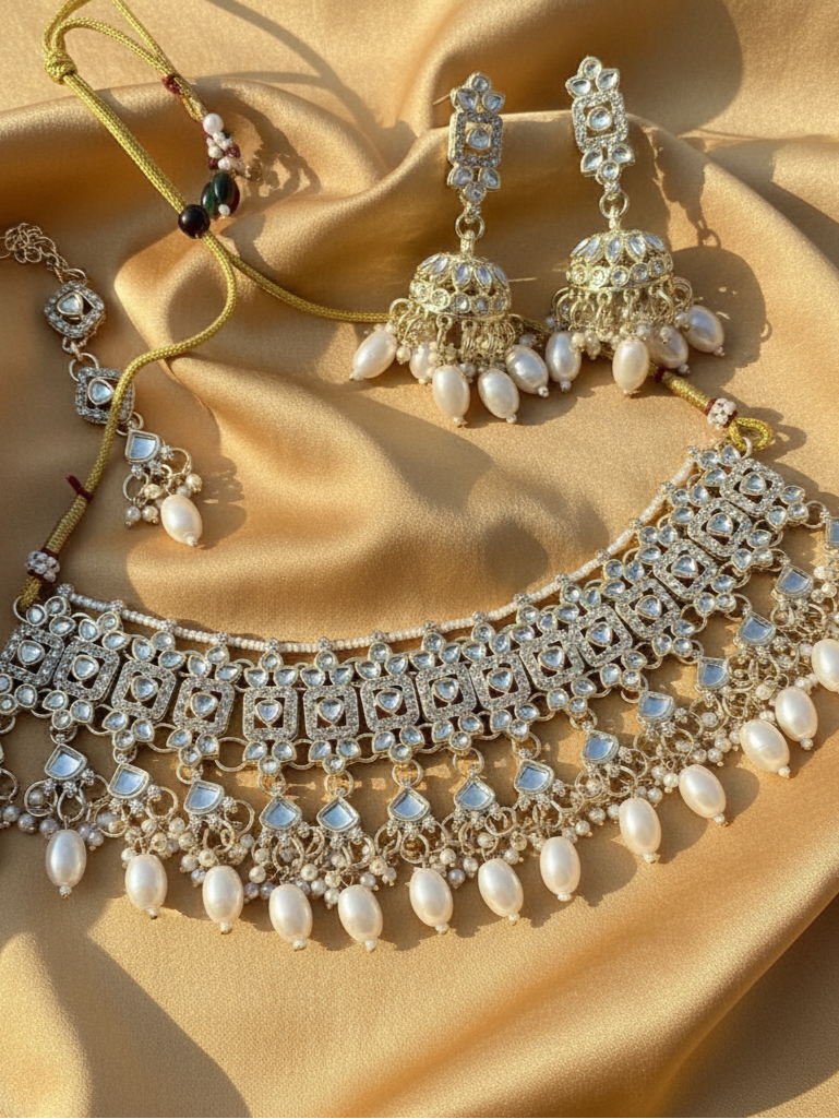 Royal Pearl and Kundan Bridal Jewellery Set