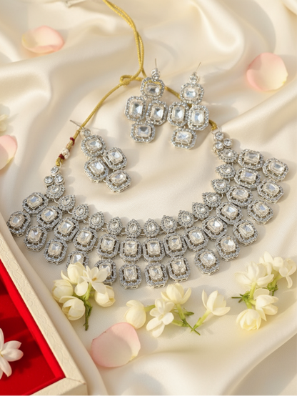 Royal Square-Cut Kundan Necklace Set