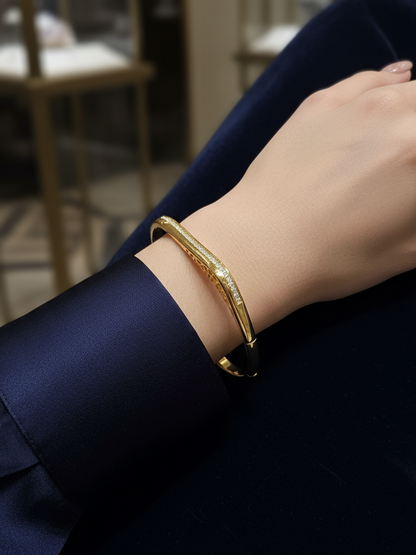 Gold Pavé Crystal Bangle